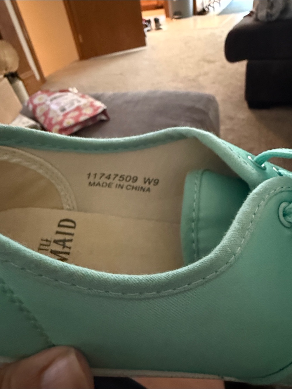 DISNEY LITTLE MERMAID Mint Green Painted Canvas Women Casual Ked Style Sneaker 9 - Picture 2 of 6